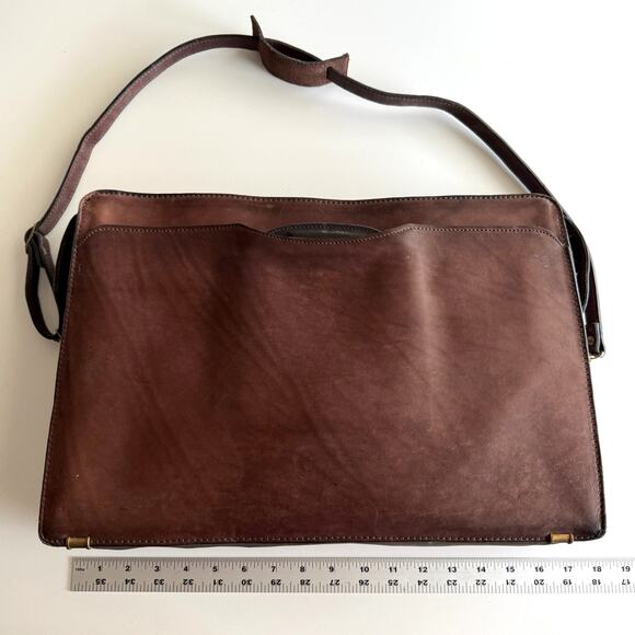 Lion Leather Products Vintage USA Made Mid Modern Style Brown Leather Briefcase - Picture 10 of 10
